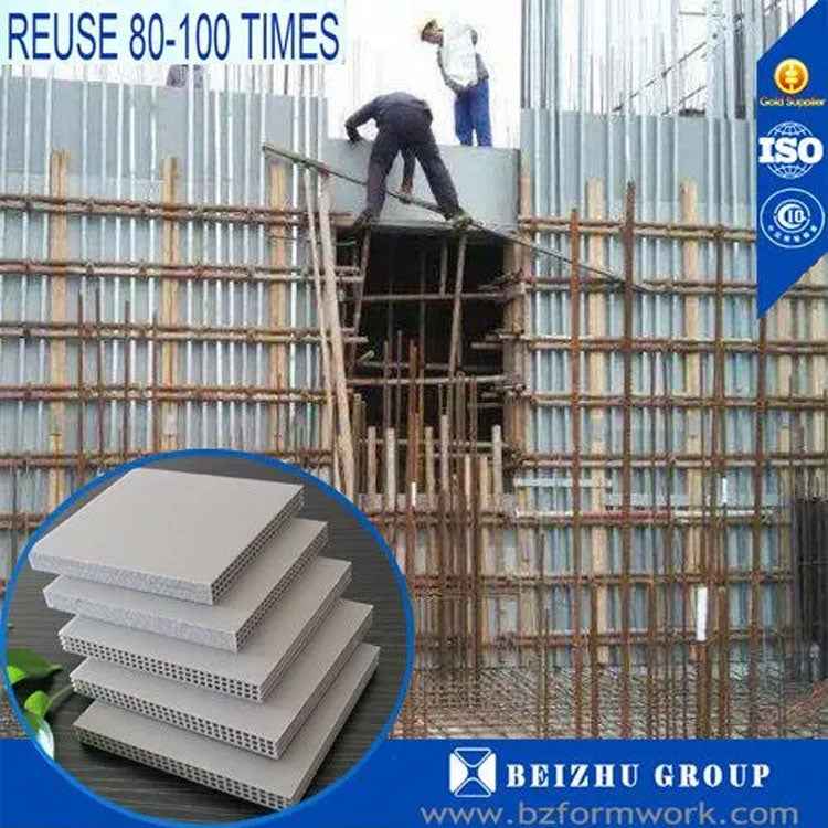 Full-Sheet 2440x1220mm PP Hollow Plastic Formwork for Multi-Use Concrete Forming